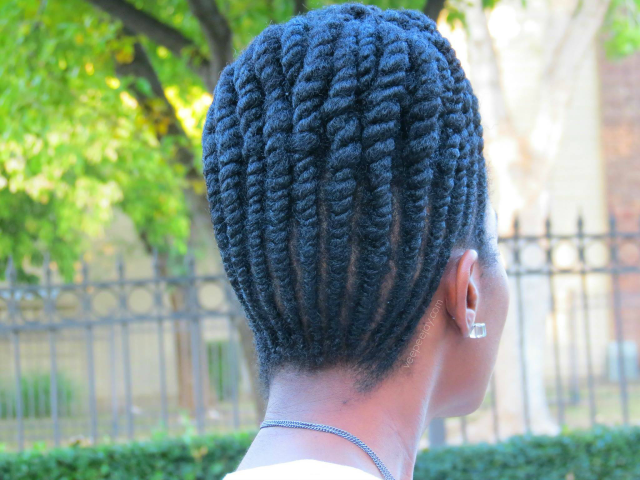 Flat Twist Updo on Natural hair