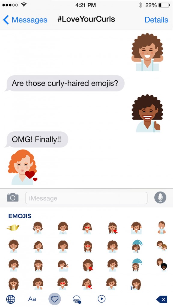 Love Your Curls Emoji Text Convo