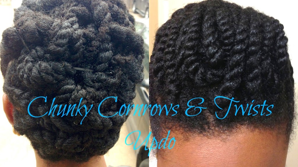 Protective style: Chunky Cornrows & Twists Updo