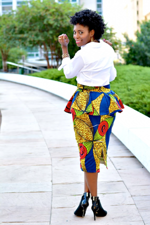 N'omose Couture Ankara Peplum Midi Pencil Skirt - VeePeeJay