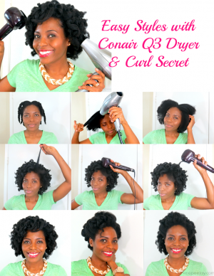 Easy Holiday Hair Style using Conair Curl Secret & Q3 Dryer
