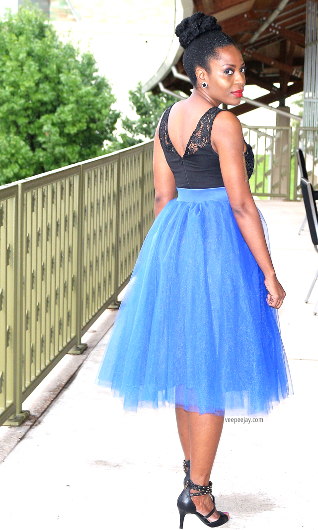 Blue Midi Tulle Skirt - What I Wore To The Black Weblog Awards - VeePeeJay